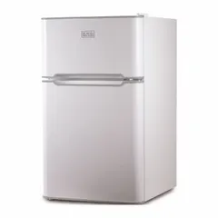 This 3.1 cu ft total capacity mini refrigerator in white is Energy Star Certified. It features manual defrost and two shelves for organized storage. Suitable for compact cooling in offices, dorm rooms, or small kitchens.