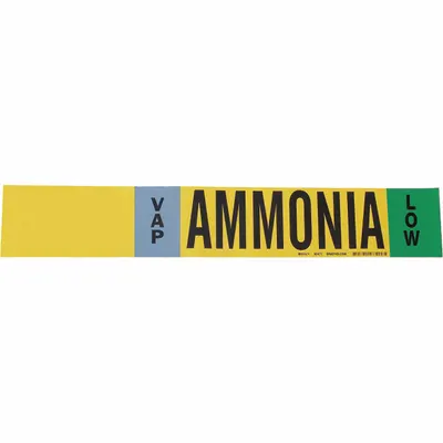 BRADY Ammonia Adhesive Pipe Marker - Ammonia Adhesive Pipe Markers