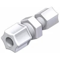 JACO Union Compression Connector: 1/4 in OD x 1/4 in OD Size, Compression x Compression, Nylon, 5 PK (MPN 15-4-N)