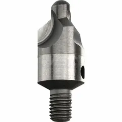 This carbide countersink features three flutes and an 82° angle for creating smooth chamfers around pre-drilled holes. The 1/2 in body diameter and 1/4"-28 threaded shank allow secure mounting in compatible tool holders. Used in metalworking and machining for deburring and countersinking operations.