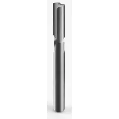 Straight-flute router bit with diamond coating for cutting composite materials. Features 2 flutes, 3/4" cutting diameter, and 1-1/4" length of cut. Used for routing carbon fiber, fiberglass, and laminates in fabrication applications.