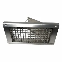 Mill-finish aluminum louvered grille for exposed duct mounting. Measures 7 1/4 in height, 17 1/8 in width, 2 in depth with 3/4 in bar spacing. Used in HVAC systems to direct airflow in return or supply air applications.