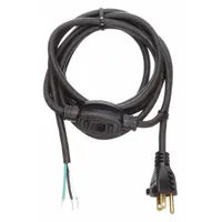 APPROVED VENDOR Power Cord: 10 ft Lg, 3/16, 5-15P Plug, Bare Wire Receptacle, SJ, Rubber, 125V AC