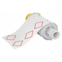 Pre-Cut Label Stock Roll: No Legend, Red GHS/CLP 4A Diamonds, 6 3/32 in x 8 19/64 in, Vinyl, White (MPN 130776)