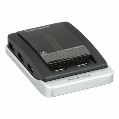 MONOPRICE Hub: USB 2.0 Connection, 7 Ports, Includes Power Adapter, Black - USB Hubs