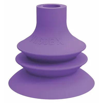 PIAB Vacuum Pad: Plain Pad without Adapter, 58 mm Pad Dia, Thermoplastic Elastomer - Bellows Type Packaging Industry Vacuum Pads