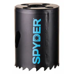SPYDER Hole Saw: 1 1/2 in Saw Dia., 4/6 Teeth per Inch, 1 7/8 in Max. Cutting Dp, Bi-Metal (MPN 600074CF). Key specifications — attr1098070: 4/6; attr1098087: SPYDER; attr1098073: 1/2"-18.