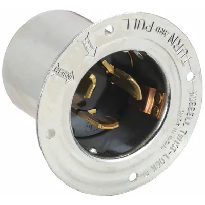 HUBBELL Locking Inlet: Non-NEMA, Silver, 250V AC, 50 A, 2 Pole - General Purpose Inlets