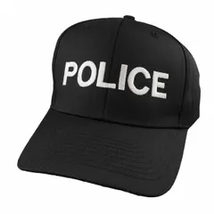 This brim hat is constructed from cotton twill in black with white lettering. It is a universal-fit design suitable for uniformed personnel in security and public safety roles.