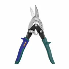 This straight-cut aviation snip is designed for cutting sheet metal, including 23 ga stainless steel. It features a steel construction with a multi-component handle for comfort and control. With a 10-inch overall length and 1-1/4 inch cutting length, it is suitable for trimming and shaping metal panels in applications such as HVAC, metal fabrication, and automotive repair.