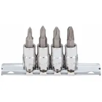WESTWARD Socket Bit Set: 1 - 25 Pieces, 1/4 in Drive Size, 4 Pieces, PH0 to PH3 Tip Size Range, SAE