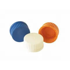 This blue polypropylene screw cap features a GL45 thread size and is unlined. It is autoclavable and colored for identification. Commonly used to seal narrow-mouth laboratory containers such as media bottles and storage vessels.