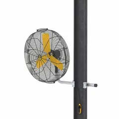 This wall-mount fan features a 30 1/2 in blade diameter and a 1/3 hp motor, operating on 100 to 120V AC. It is bracket-mounted, non-oscillating, and offers variable speed control. Suitable for industrial air circulation in warehouses, factories, and workshops.