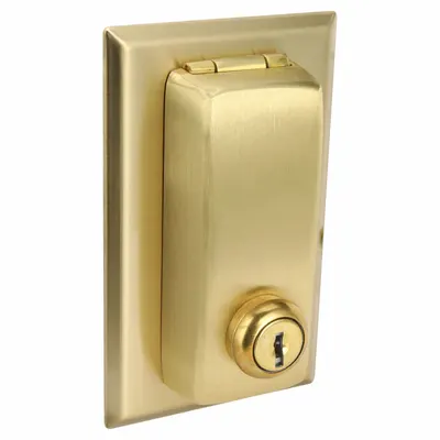 HUBBELL Wall Plate: Single Circular Opening, 1 Gang, Brass - Lockable Wall Plates