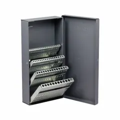This reamer index features 60 labeled compartments designed to organize and protect reamers from #1 to #60. It is used in machining, tooling, and maintenance shops to keep precision reamers sorted, accessible, and damage-free during storage or transport.