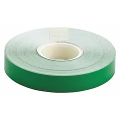 Solid green vinyl floor marking tape, 1/2 in wide by 50 ft long, 4 mil thickness. No message legend. Used to designate aisles, work zones, and storage areas in industrial facilities.