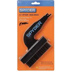 This SPYDER brush attachment converts a reciprocating saw into a powered brush for cleaning, stripping, and surface preparation. Made of steel and measuring 4-1/2 inches in length, it is suited for industrial maintenance, construction, and fabrication tasks where manual brushing is inefficient.