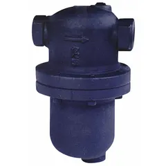 Ductile iron steam separator with 1-1/2 inch NPT connections. Removes condensate and particulates from steam and compressed air lines to protect downstream equipment in industrial piping systems.