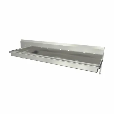 SANI-LAV Wash Station: 4 Stations, 5 in Bowl Dp, 85 in Bowl Lg, 16 1/2 in Bowl Wd - Four-Station Wall-Mounted Wash Stations without Faucets