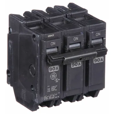 GE Miniature Circuit Breaker: THQL, 90 A, 120/240V AC, Three Phase, 10kA at 120/240V AC - THQP, THQL & THHQL Series, Plug-In GE Miniature Circuit Breakers