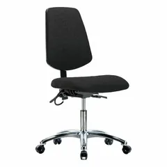 Fabric ESD Chair, Armless, 19-24 in Height, 18 1/2 in Seat Width, 17 in Seat Depth, 5 Casters, Aluminum Base
