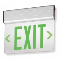 Edge-lit Exit Sign: 1 Faces, Green, Aluminum, Universal Field Selectable Chevrons, LED, Silver (MPN EDG 1 G EL M6)