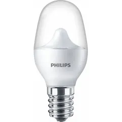 This PHILIPS LED bulb features a C7 candle shape with a frosted finish and a candelabra screw (E12) base. It operates at 120V AC, consumes 0.5 watts, and produces a warm 2700K color temperature. Designed for night light applications in residential or commercial settings.