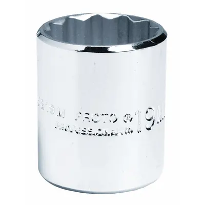 PROTO Socket: Metric, 3/8 in Drive Size, 16 mm Socket Size, 12-Point, Std, Chrome - 3/8" Drive Hand Sockets
