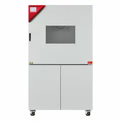 Dynamic climate chamber with 8.05 cu ft capacity, dimensions 36 3/8 in x 43 89/100 in x 76 37/100 in, operating at 480V. Provides humidity control from 10% to 98% with temperature accuracy tolerance of +/-0.5 @ 40°C and uniformity of +/-1.8 @ 40°C. Used for controlled temperature and humidity testing in product stability and performance validation.