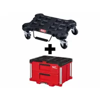 MILWAUKEE PACKOUT Dolly and Tool Box: Polymer, Black/Red, 22 1/4 in W x 14 1/4 in H x 16 1/4 in D (MPN 48-22-8410,48-22-8442)