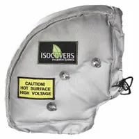 This gray elbow jacket is constructed of silicone coated fiberglass cloth with fiberglass/mineral wool insulation. It is designed for 90° elbow fittings on pipes with 19 to 25 inch circumference and features a quick release fabric flap and wiretwist fastening system. Suitable for use on universal valves in industrial piping systems to reduce heat loss and provide personnel protection
