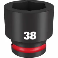 MILWAUKEE Standard Impact Socket: 3/4 in Drive Size, Metric, 38 mm Socket Size, 6-Point, Std (MPN 49-66-6376)