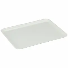This white fiberglass lid measures 11 3/4 in x 8 3/4 in and is designed for use with extreme-temperature stacking and nesting totes. It provides a cover to protect contents from heat, debris, and contamination in industrial environments such as foundries and heat-treating plants. Compatible with tote models 1NTL9, 1NTN1, 9AHR1, 9PTZ0, and 9U909.