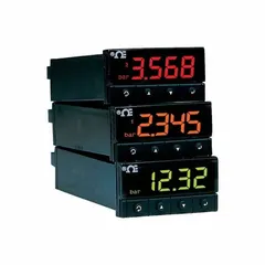 Process digital panel meter with red LED display, display span of -1,999 to 9,999, and accuracy of ±0.5°C. Operates on 90 V AC – 240 V AC, NEMA 4X rated. Includes SPDT relay rated at 3 A @ 250 V and 3 A @ 30 V. Used in industrial automation for monitoring and displaying process variables such as temperature, pressure, or flow.