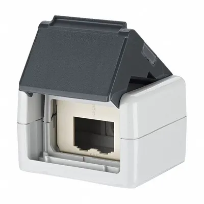 METZ CONNECT RJ45 Housing: Surface, 2-Port, Gray Thermoplastic, Unequipped - Voice & Data Housings, Panels & Connector Components