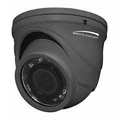 Fixed dome digital video camera with 4MP resolution (2184 x 2202 pixels) and a 2.9 mm lens providing a 90° field of view. Outputs TVI video. Gray body, rated for outdoor use. Suitable for general surveillance applications such as monitoring entrances, parking lots, or perimeters.