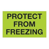 Climate-indicating label designed to monitor exposure to freezing temperatures. Used in industrial environments to verify whether equipment, pipes, or shipments have been subjected to conditions that could cause damage. Each label measures 3 inches by 5 inches, supplied in a pack of 500