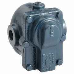 Cast iron in-line float and thermostatic steam trap with 3/4 in FNPT connections. Maximum capacity of 1,200 lb/hr at 30 psi and 353°F. Stainless steel float. Designed for horizontal installation to remove condensate and air from steam lines.