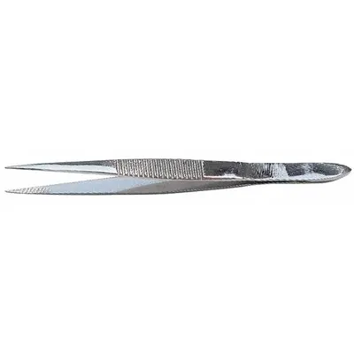 EMI Splinter Forcep: Stainless Steel, 3 1/2 in Overall Lg - Metal Medical Tweezers