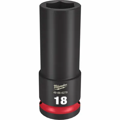 MILWAUKEE Deep Impact Socket: 1/2 in Drive Size, Metric, 18 mm Socket Size, 6-Point - 1/2" Drive Impact Sockets