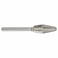 Carbide bur with a ball-nosed cone/inverted cone combination shape, trade number SL-5CO. Head measures 1/2" x 1 1/4" with a 1/4" shank. Used for deburring, shaping, and finishing in metalworking applications