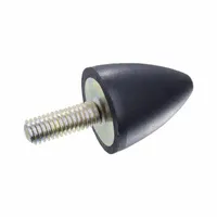 This vibration-isolating mount features a conical natural rubber body with a male x non-threaded style. It is used to reduce transmitted vibration and dampen noise from rotating or reciprocating machinery such as pumps, compressors, and industrial equipment