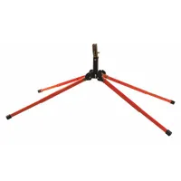 Springless sign stand with four adjustable aluminum legs (12 in to 22 in) and a 26 in mast height. Features a Screwlock connection for securing roll-up signs sized 36 in x 36 in or 48 in x 48 in. Suitable for temporary placement at worksites or traffic zones where stable sign display is needed without cross-braces