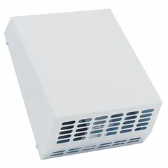 Standard ducted through-the-wall exhaust fan rated at 242 cfm with a 6-inch duct connection. Operates on 115V AC and features a powder-coated steel housing. Suitable for removing stale air, odors, and moisture in commercial or industrial spaces such as workshops, warehouses, and plant areas requiring continuous ventilation.