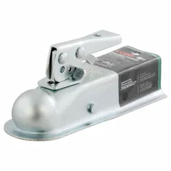 This CURT straight-tongue coupler is a Type I towing component made of steel with a zinc-plated, wear-resistant finish. It has a gross towing weight capacity of 2,000 lb. Suitable for light-duty towing applications such as trailers, boats, or equipment.