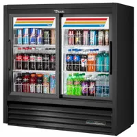 TRUE REFRIGERATION Refrigerated Merchandiser: 47 3/4 in x 46 7/8 in x 21 in, Black, Sliding, 2 Doors (MPN GDM-41SL-48-HC-LD)