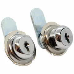 This keyed cam lock features a zinc die-cast construction with a chrome-plated finish. It operates with a quarter-turn mechanism and is keyed alike, allowing multiple locks to be opened with the same key. Commonly used in cabinets, enclosures, and panels requiring consistent access control.
