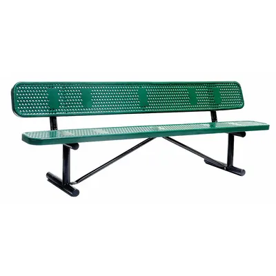 OEM Outdoor Bench: 96 in Overall Lg, 32 1/2 in Overall Ht, Green, Black, Dot Surface - Thermoplastic Coated Steel Benches