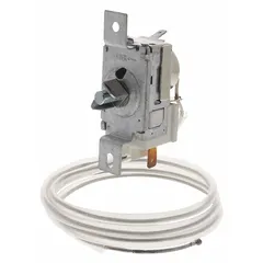 This cold control thermostat regulates temperature in Electrolux refrigerators and freezers. It is a genuine OEM part designed for precise cooling control in Electrolux refrigeration equipment.