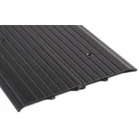 This 4 ft aluminum saddle threshold provides a transition between flooring surfaces at door openings. The fluted surface offers traction. It seals the gap under a door to reduce drafts, moisture, and pest entry